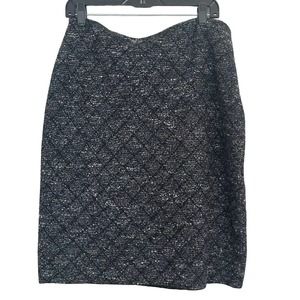 St. John Pencil Skirt Wool Blend Tweed Caviar Multi Metallic Size 14 NWT